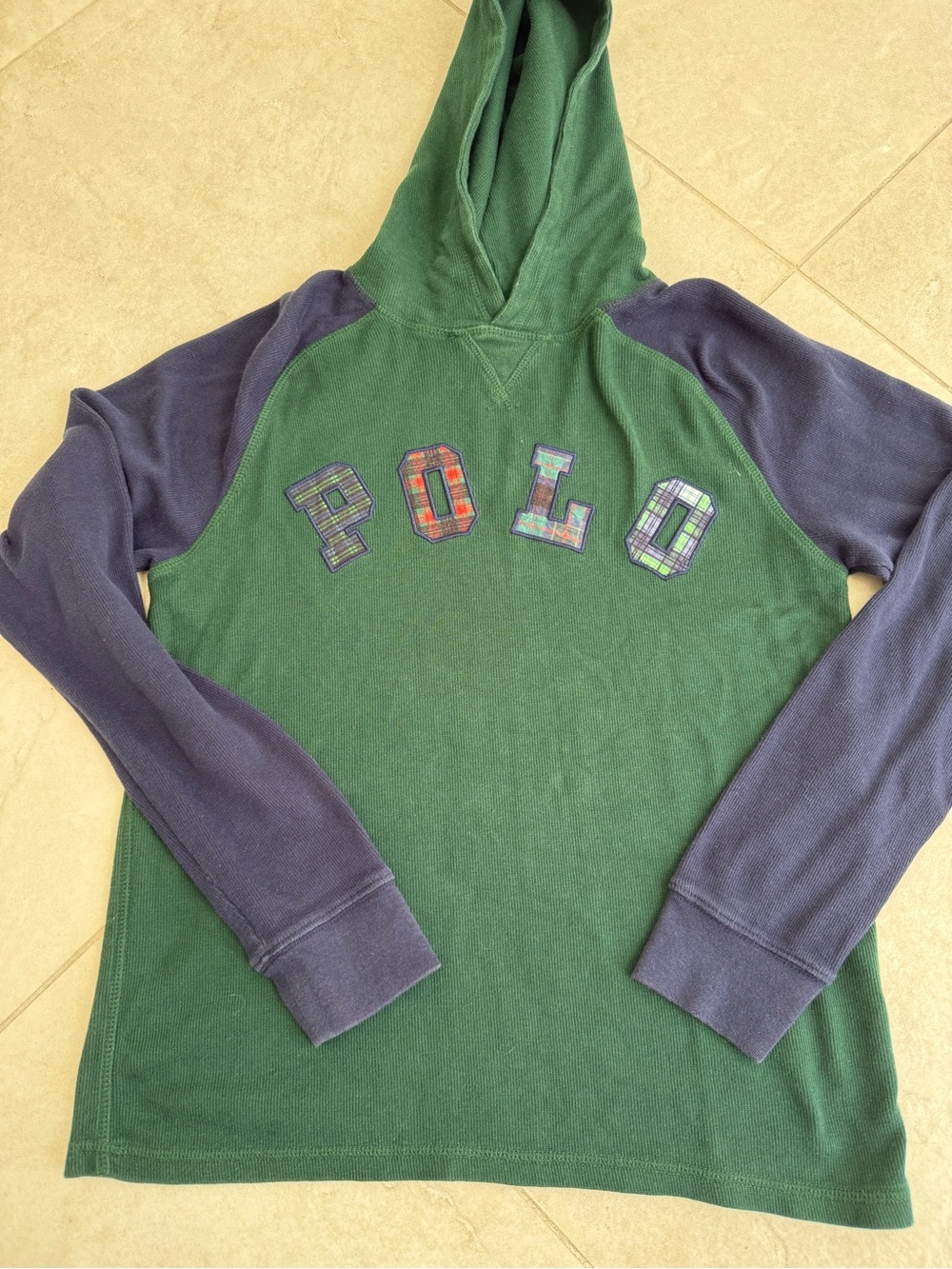 VTG Polo by Ralph Lauren Hooded Long-Sleeve Shirt in Green and Navy